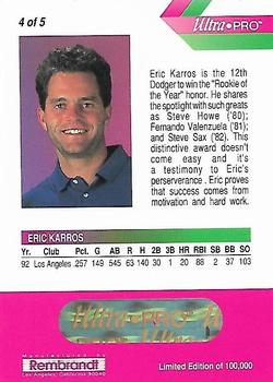 1993 Rembrandt Ultra-Pro Eric Karros - Gold Series #4 Eric Karros Back