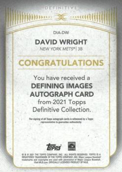 2021 Topps Definitive Collection - Defining Images Autograph Collection #DIA-DW David Wright Back