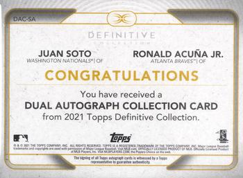 2021 Topps Definitive Collection - Dual Autograph Collection Green #DAC-SA Ronald Acuña Jr. / Juan Soto Back