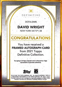 2021 Topps Definitive Collection - Framed Autograph Collection #DCFA-DWR David Wright Back