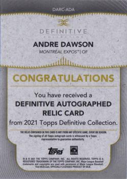 2021 Topps Definitive Collection - Definitive Autographed Relic #DARC-ADA Andre Dawson Back