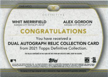 2021 Topps Definitive Collection - Dual Autographed Relic Collection #DAR-MGO Alex Gordon / Whit Merrifield Back