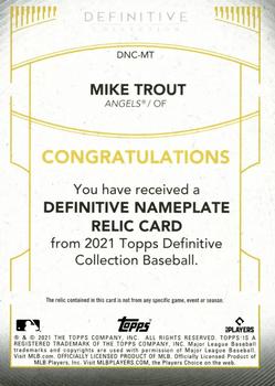 2021 Topps Definitive Collection - Definitive Nameplate Collection #DNC-MT Mike Trout Back