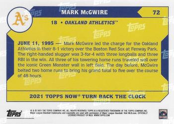 2021 Topps Now Turn Back the Clock #72 Mark McGwire Back