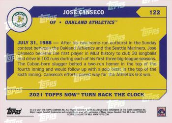 2021 Topps Now Turn Back the Clock #122 Jose Canseco Back