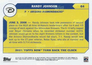 2021 Topps Now Turn Back the Clock - Cherry #64 Randy Johnson Back
