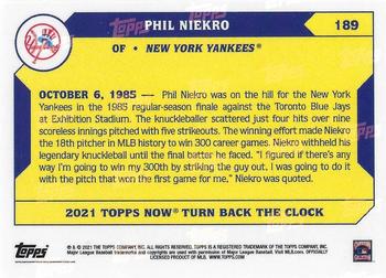 2021 Topps Now Turn Back the Clock - White Ash #189 Phil Niekro Back
