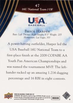2008-09 USA Baseball #47 Bryce Harper Back