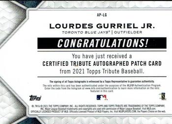 2021 Topps Tribute - Autograph Patches #AP-LG Lourdes Gurriel Jr. Back