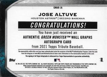 2021 Topps Tribute - Green Monster Wall Graphs #GMAR-JA Jose Altuve Back