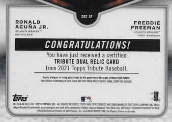 2021 Topps Tribute - Dual Relics Two Player Green #DR2-AF Freddie Freeman / Ronald Acuña Jr. Back