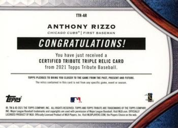2021 Topps Tribute - Tribute Triple Relics #TTR-AR Anthony Rizzo Back