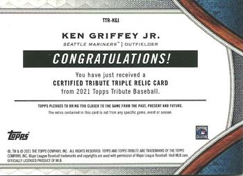 2021 Topps Tribute - Tribute Triple Relics #TTR-KGJ Ken Griffey Jr. Back