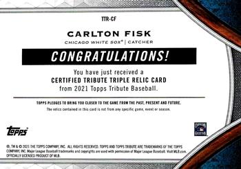2021 Topps Tribute - Tribute Triple Relics Orange #TTR-CF Carlton Fisk Back