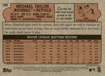 2021 Topps Heritage - Red #200 Michael Taylor Back