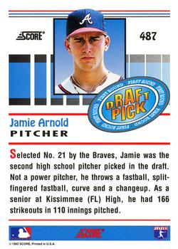 1993 Score #487 Jamie Arnold Back