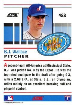 1993 Score #488 B.J. Wallace Back