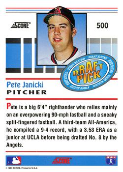 1993 Score #500 Pete Janicki Back