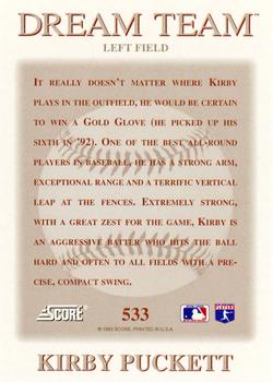 1993 Score #533 Kirby Puckett Back