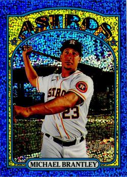 2021 Topps Heritage - Chrome Blue Sparkle #54 Michael Brantley Front
