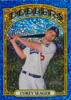 2021 Topps Heritage - Chrome Blue Sparkle #403 Corey Seager Front
