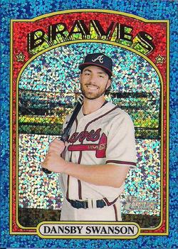 2021 Topps Heritage - Chrome Blue Sparkle #433 Dansby Swanson Front