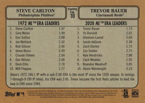2021 Topps Heritage Then and Now 5x7 #TN-10 Steve Carlton / Trevor Bauer Back