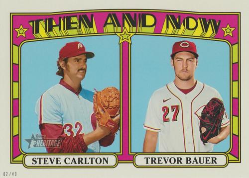 2021 Topps Heritage Then and Now 5x7 #TN-10 Steve Carlton / Trevor Bauer Front