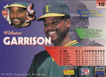 1996 Signature Rookies Preview #10 Webster Garrison Back