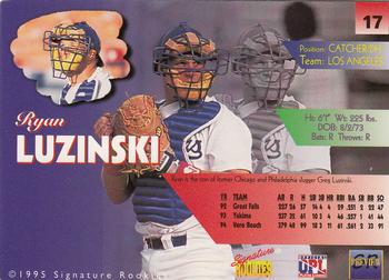 1996 Signature Rookies Preview #17 Ryan Luzinski Back
