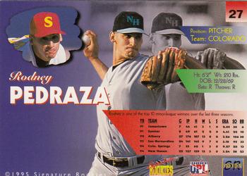1996 Signature Rookies Preview #27 Rodney Pedraza Back