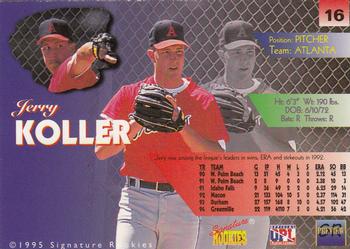 1996 Signature Rookies Preview - Autographs #16 Jerry Koller Back