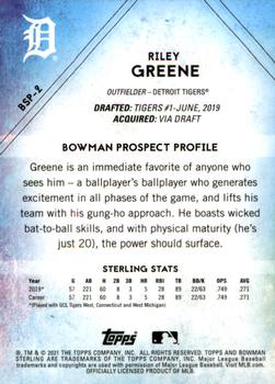 2021 Bowman Sterling #BSP-2 Riley Greene Back