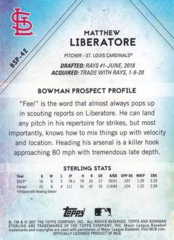 2021 Bowman Sterling #BSP-42 Matthew Liberatore Back