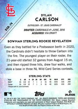 2021 Bowman Sterling #BSR-74 Dylan Carlson Back