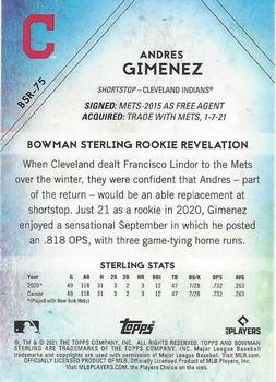2021 Bowman Sterling #BSR-75 Andres Gimenez Back