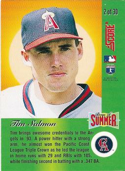 1993 Score - Boys of Summer #2 Tim Salmon Back