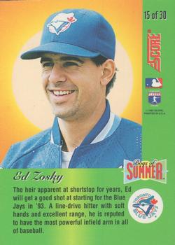 1993 Score - Boys of Summer #15 Eddie Zosky Back