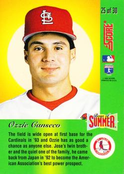 1993 Score - Boys of Summer #25 Ozzie Canseco Back
