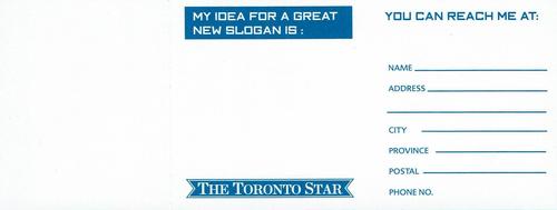 1997 Toronto Star Toronto Blue Jays Postcards #NNO Designated Driver Day Contest Back