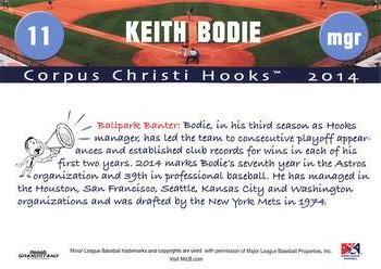 2014 Grandstand Corpus Christi Hooks #NNO Keith Bodie Back