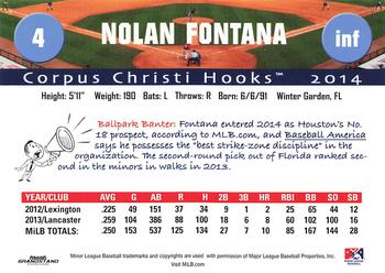 2014 Grandstand Corpus Christi Hooks #NNO Nolan Fontana Back