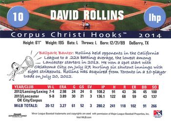 2014 Grandstand Corpus Christi Hooks #NNO David Rollins Back
