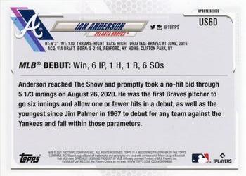 2021 Topps Update #US60 Ian Anderson Back