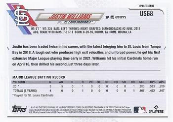 2021 Topps Update #US68 Justin Williams Back