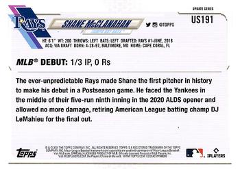2021 Topps Update #US191 Shane McClanahan Back