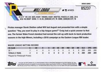 2021 Topps Update #US237 Will Craig Back