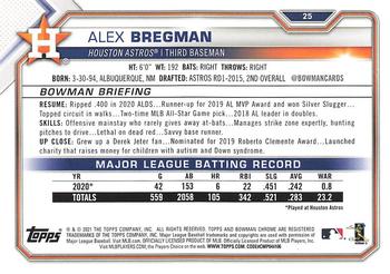 2021 Bowman - Sky Blue #25 Alex Bregman Back