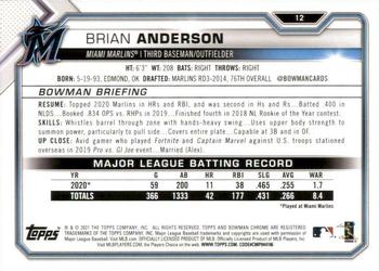 2021 Bowman - Purple #12 Brian Anderson Back
