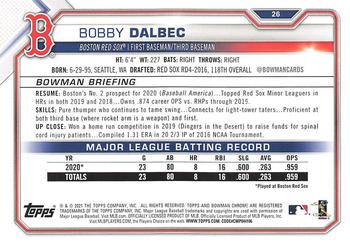 2021 Bowman - Purple #26 Bobby Dalbec Back